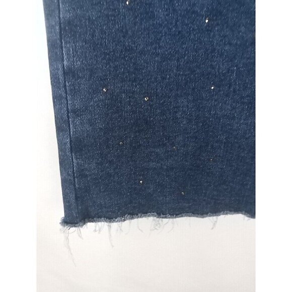 Risen Jeans Women's Size 7/28 Blue Embellished Fray Hem High Rise Rhinestone - Picture 8 of 15